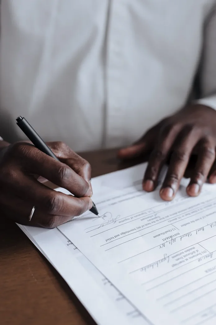 Signature d'un formulaire administratif